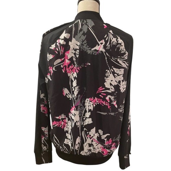 Fabletics Bev Floral Black and Pink Bomber Jacket - Picture 3 of 7